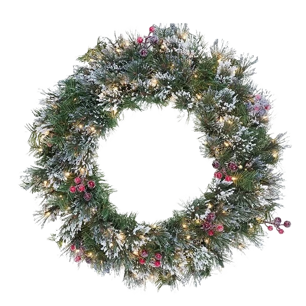 Quality nVision 30 in. Brandywine Wreath with 100 Smart Clear Lights Next-Generation