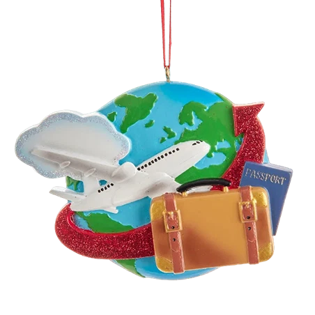 Detailed Kurt S. Adler Travel Personalized Ornament with Plane Premium Material
