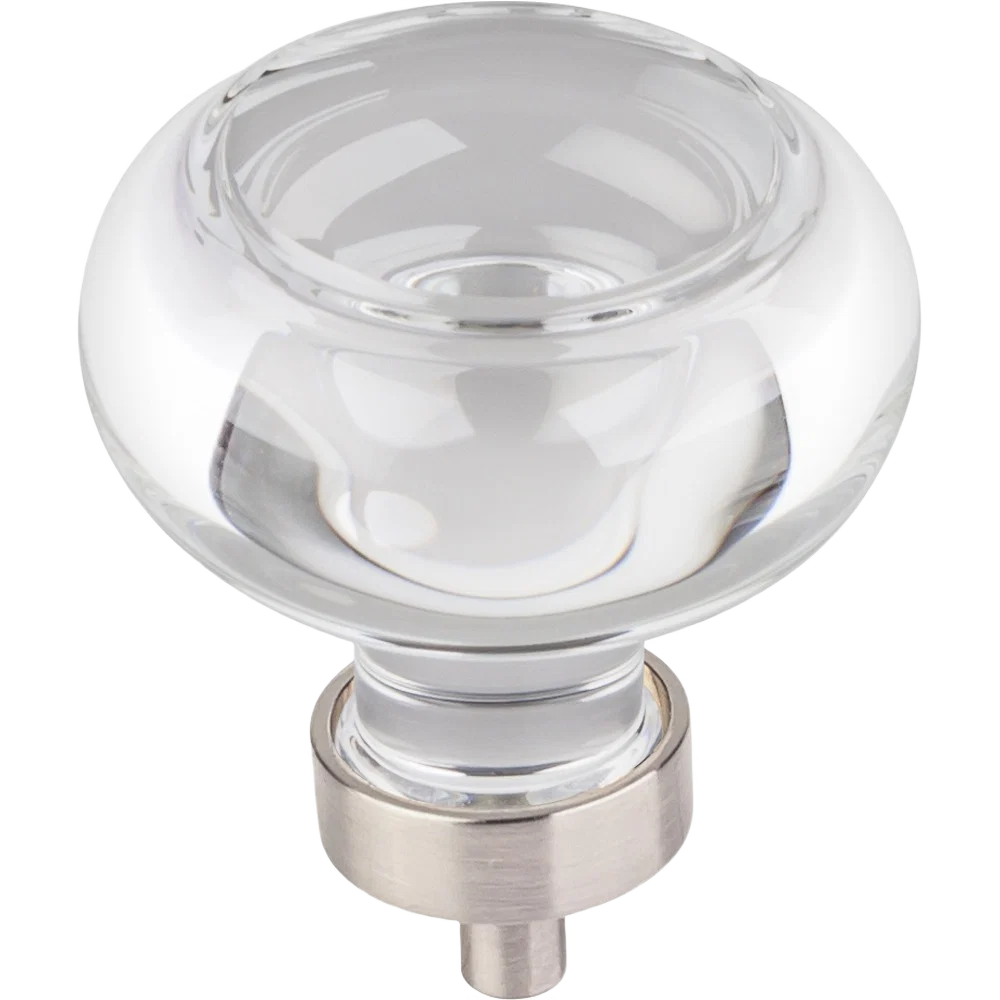 Convenient Hardware Resources Glass Button Knob Satin Nickel Original Design