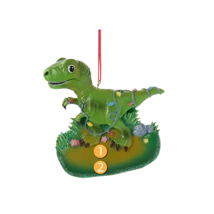 Organic Kurt S. Adler Personalized T-Rex Dinosaur with Lights Ornament Fine