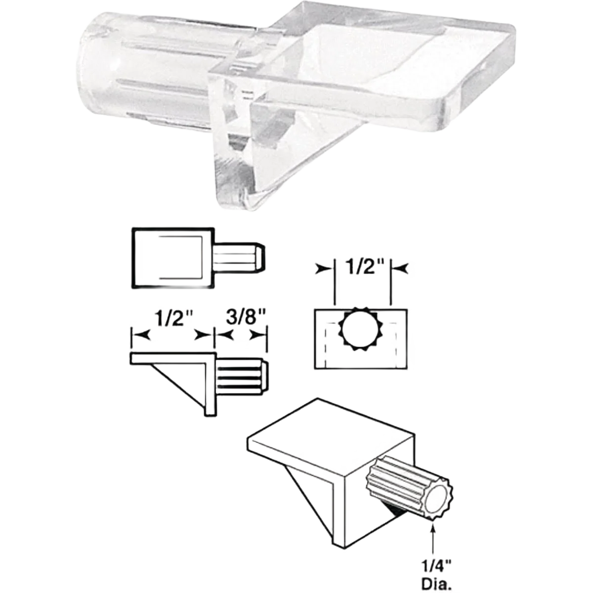 Lightweight Prime-Line 1 4 Dia. x 7 8 L Clear Butyrate Shelf Support 8-Ct Crafted