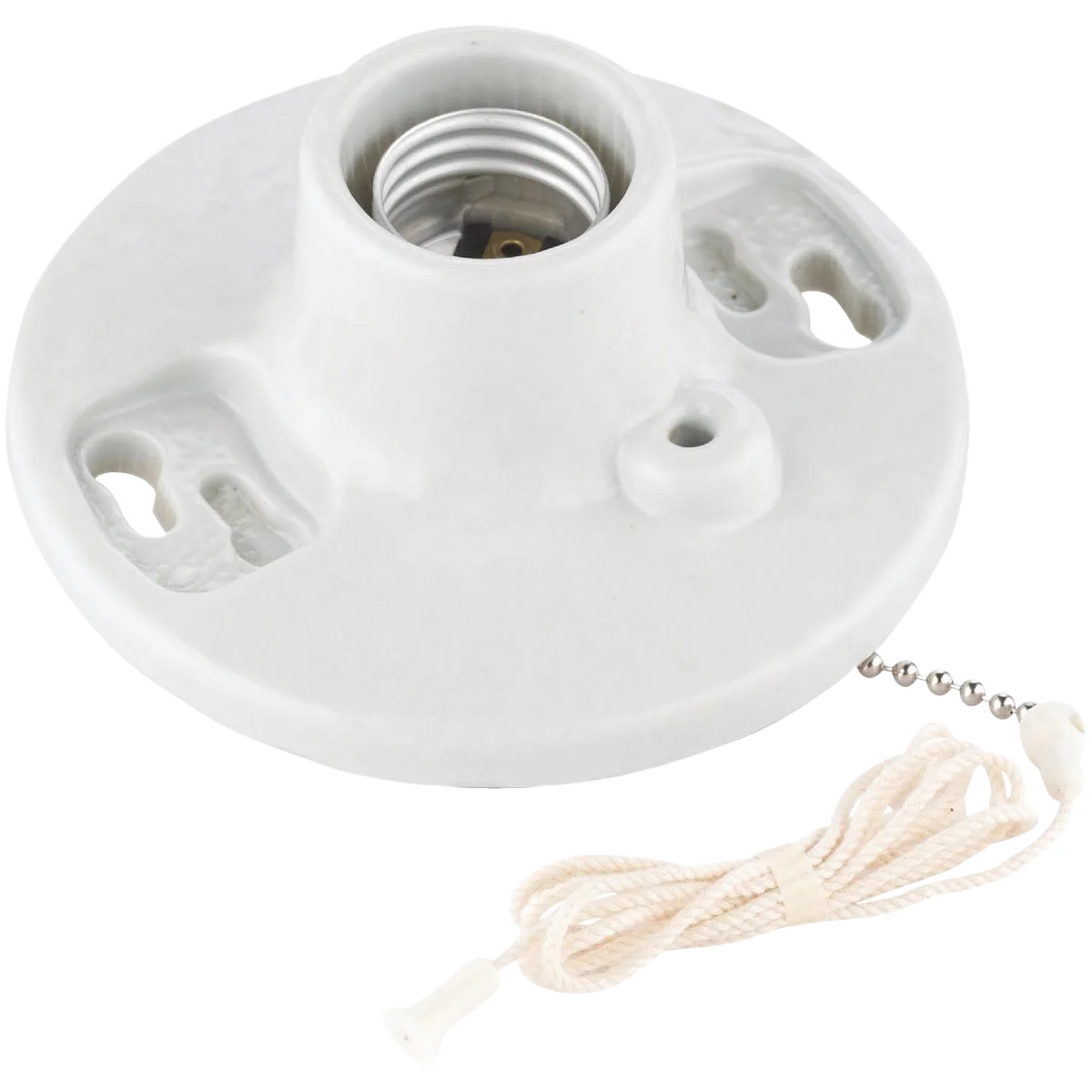 Comfortable Leviton White Porcelain Incandescent Lampholder with Pull Chain Recyclable