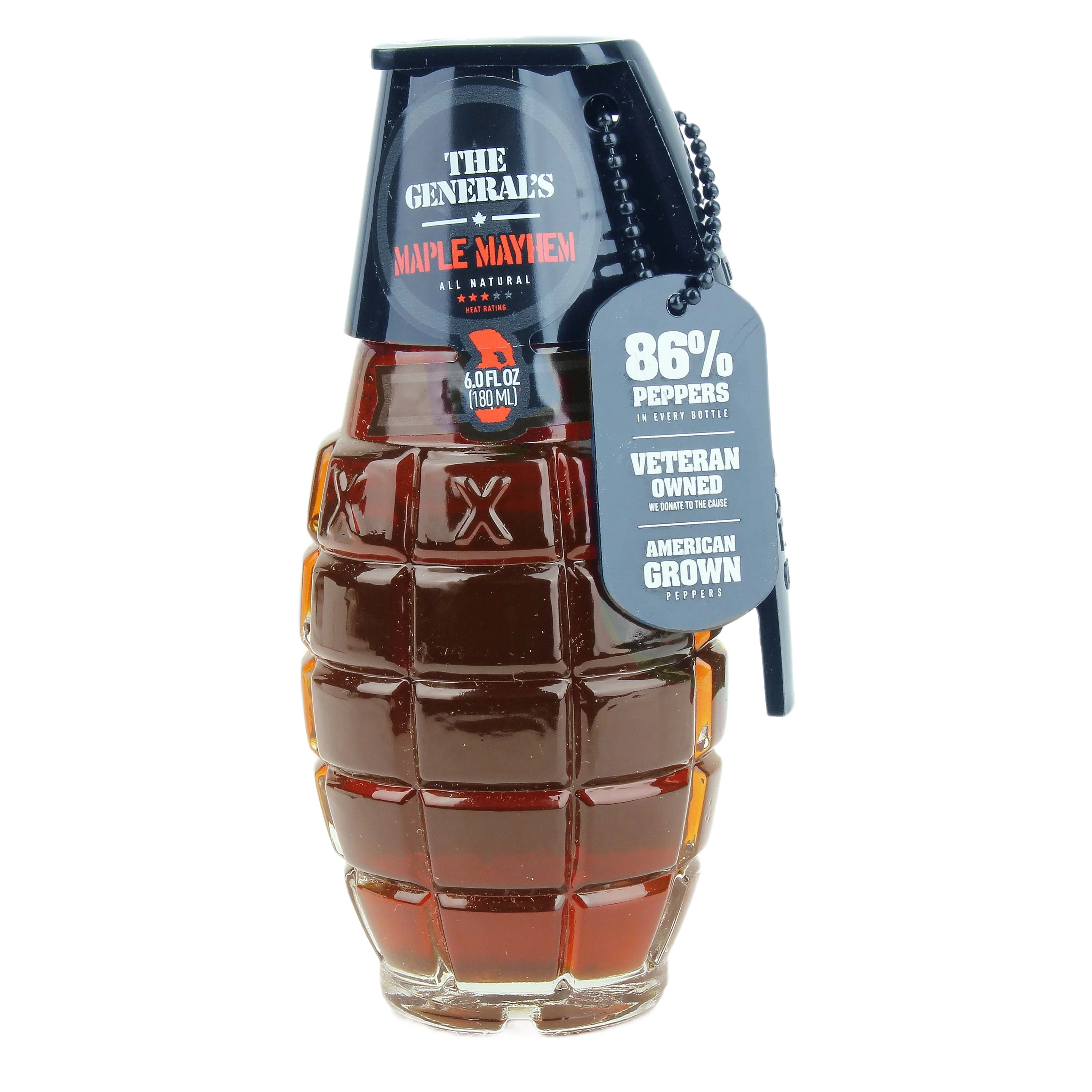 Sustainable The General’s Maple Mayhem All-Natural Hot Sauce Grenade Bottle 6 oz. Crafted