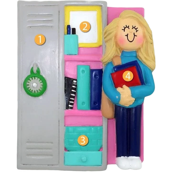 Relaxed Ornament Central Personalized Locker with Blonde Female Student Ornament Original