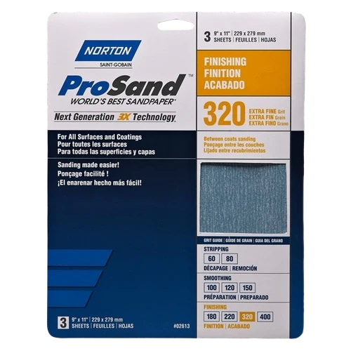 Versatile Norton Prosand 320-Grit Sanding Sheets 3-Pack User-Friendly