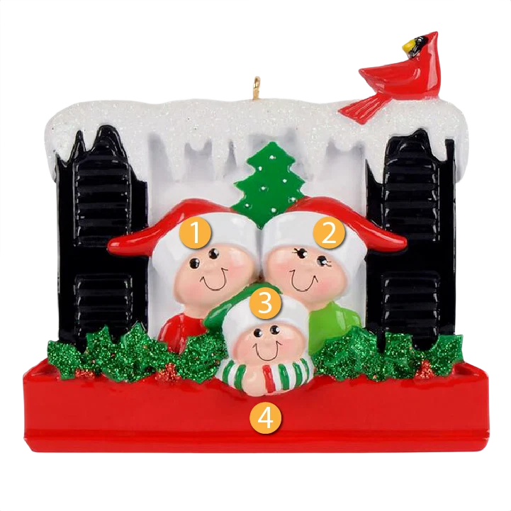 Effective Rudolph Me Personalized Family of 3 in Window Ornament Trendy