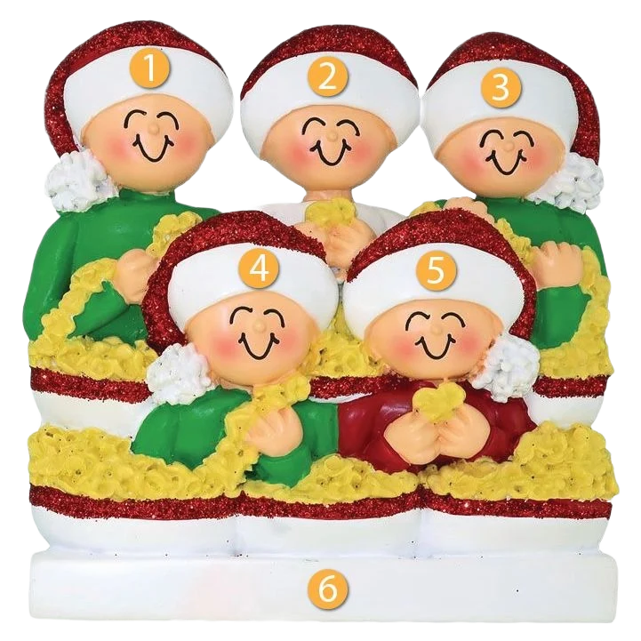 Sophisticated Ornament Central Personalized Family of 5 Stringing Popcorn Ornament High-End
