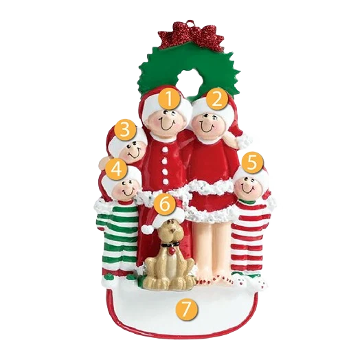 Luxury Rudolph Me Personalized Christmas Family of 5 with Dog Ornament Comfortable