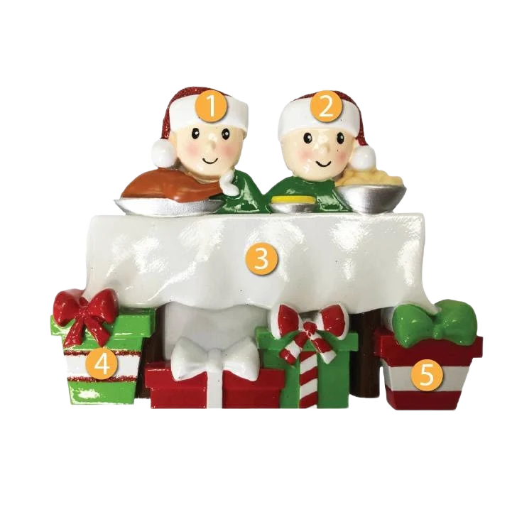 Fashionable PolarX Personalized Dinner Table Family of 2 Ornament Smart