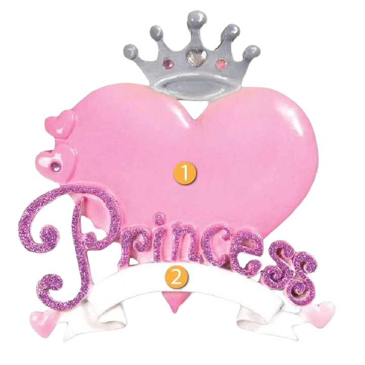 Certified PolarX Personalized Princess Heart Ornament Fine
