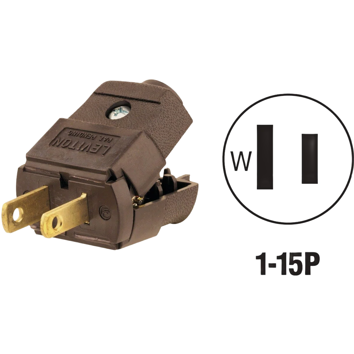Luxury Leviton 15 Amp 2-Wire 2-Pole Brown Hinged Cord Plug Efficient