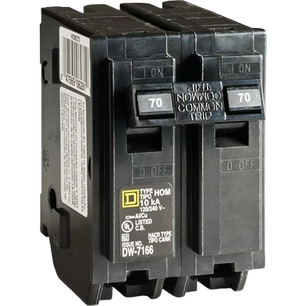 Modern Square D Homeline 70A Double-Pole Standard Trip Circuit Breaker Original