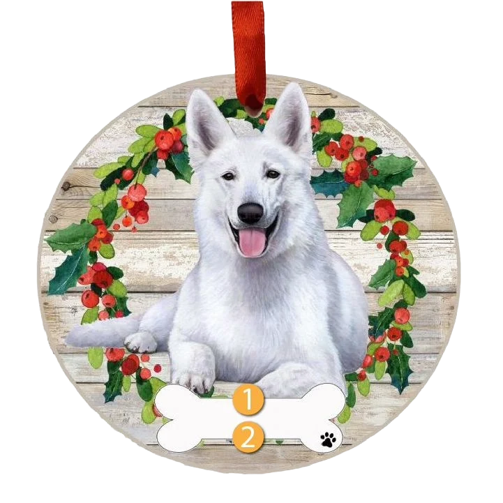 Green E S Pets Personalized White German Shepherd Wreath Ornament Functional
