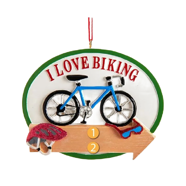 Exceptional Kurt S. Adler Personalized I Love Biking Ornament Fine Crafted
