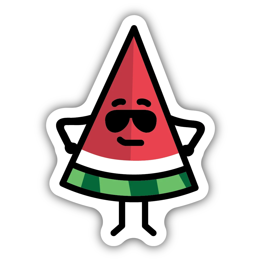 Expertly Made Stickers Northwest Watermelon with Sunglass Sticker Sophisticated