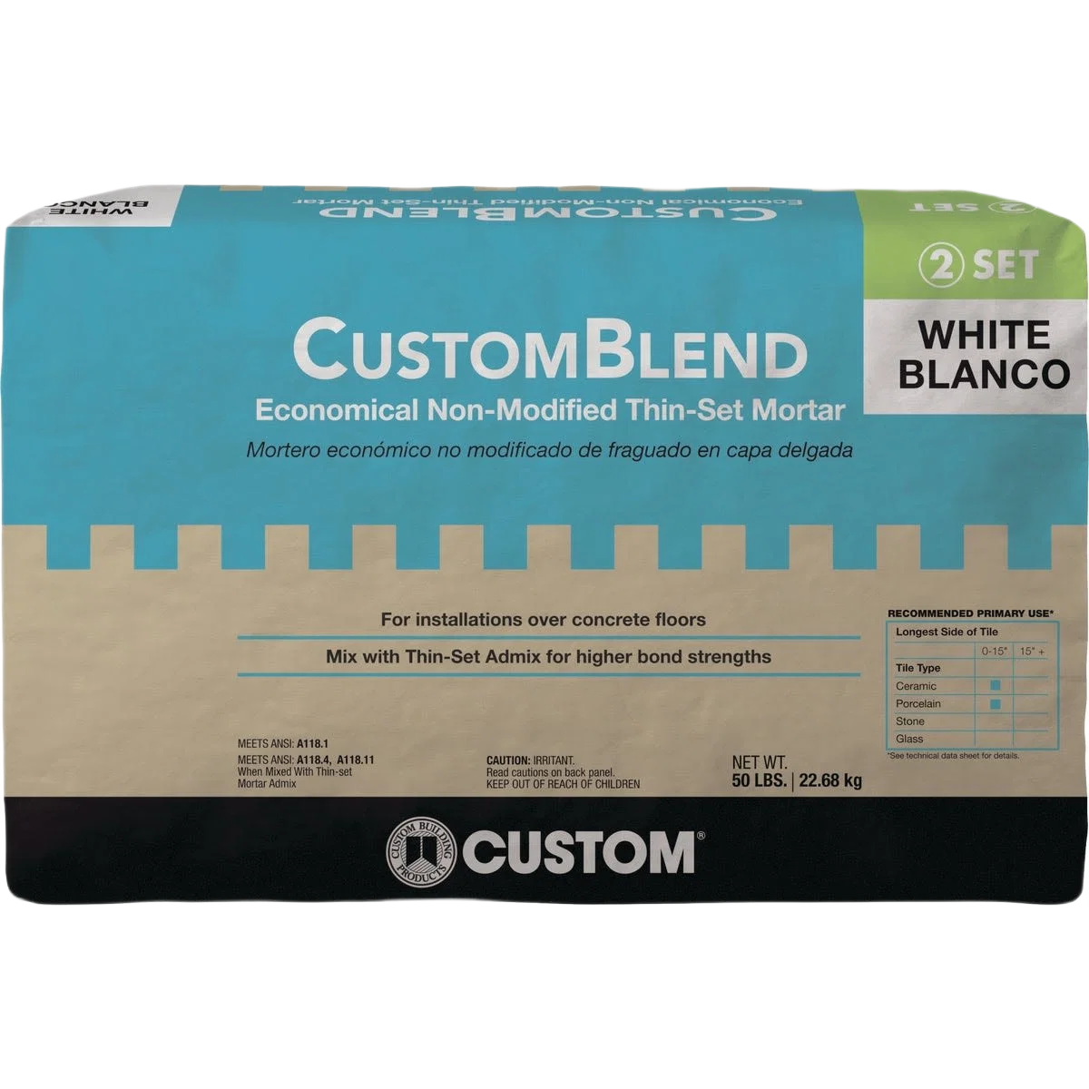 Powerful Custom Building Products Custom-Blend Thin-Set White Mortar Mix 50 lb. Healthy