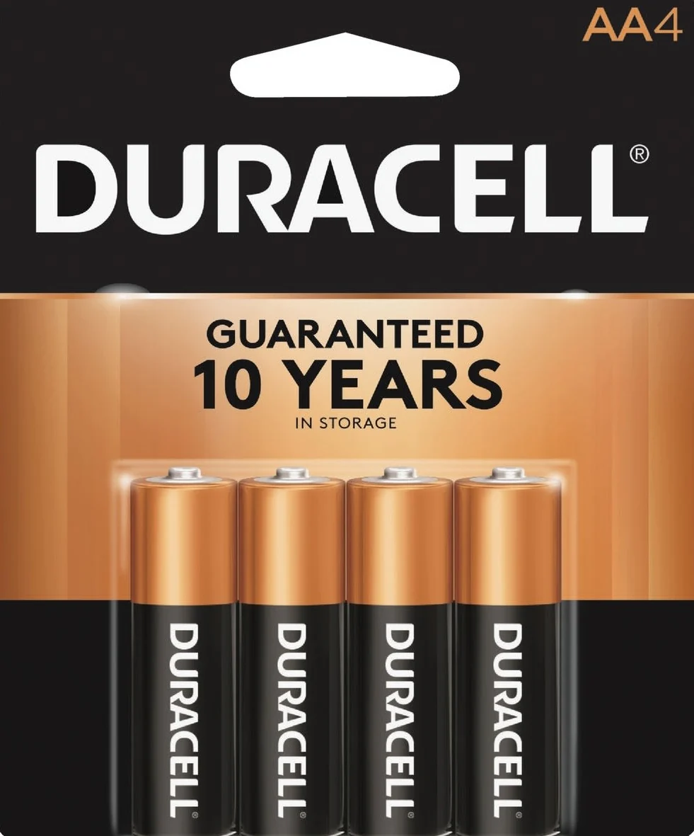 Comfortable Duracell CopperTop AA Alkaline Battery 4-Pack Original Design