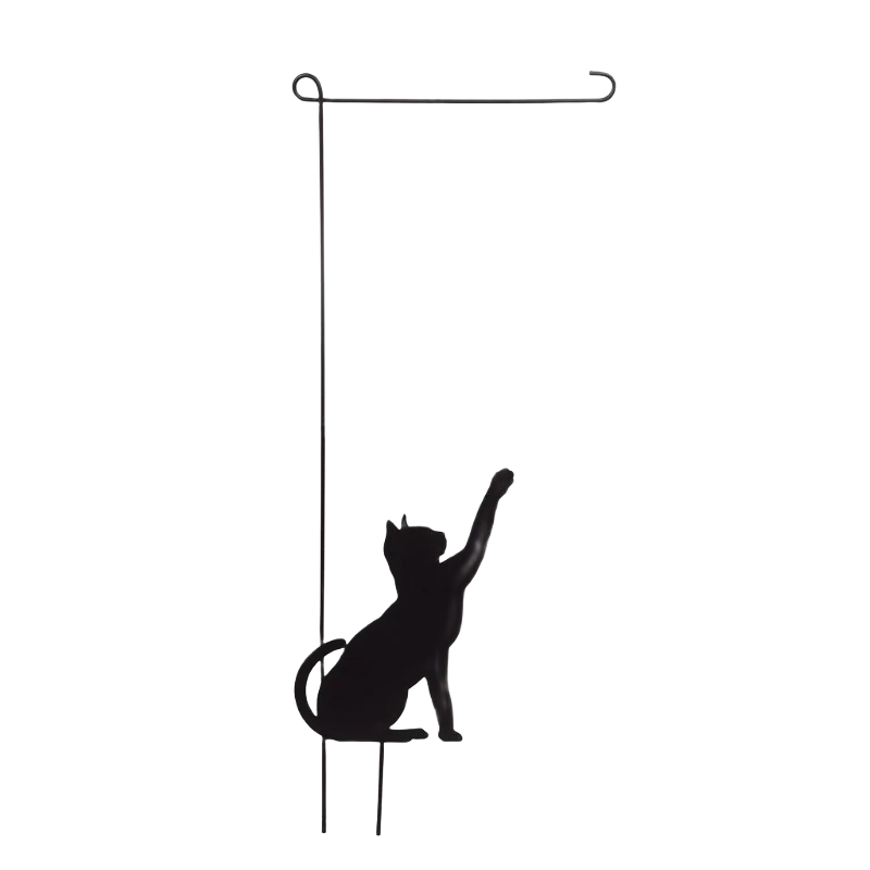 Enhanced Evergreen Cat Silhouette Metal Garden Flag Stand Genuine