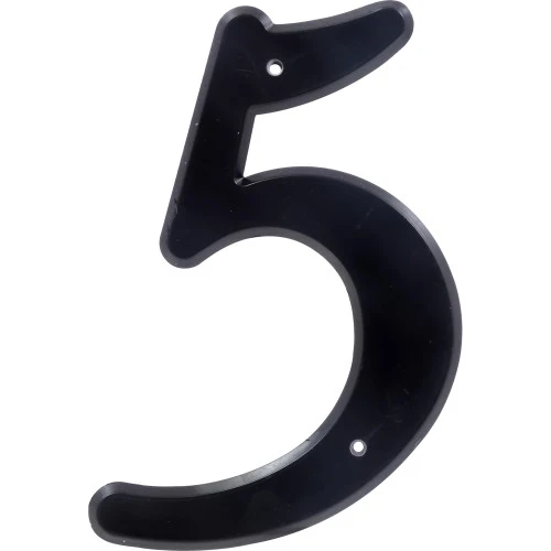 Solid Hillman 4-In. Nail-On Black Plastic House Number 5 High-Quality