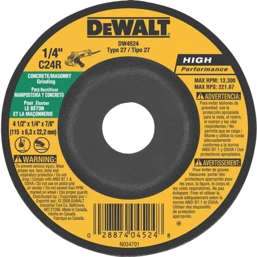 High-Quality DEWALT 4-1 2 x 1 4 x 7 8 Type 27 Masonry Grinding Wheel Effective