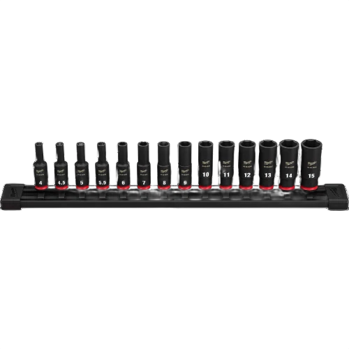 High-Grade Milwaukee SHOCKWAVE™ Impact Duty™ 14-PC Metric Deep 6 Point Socket Set Selected