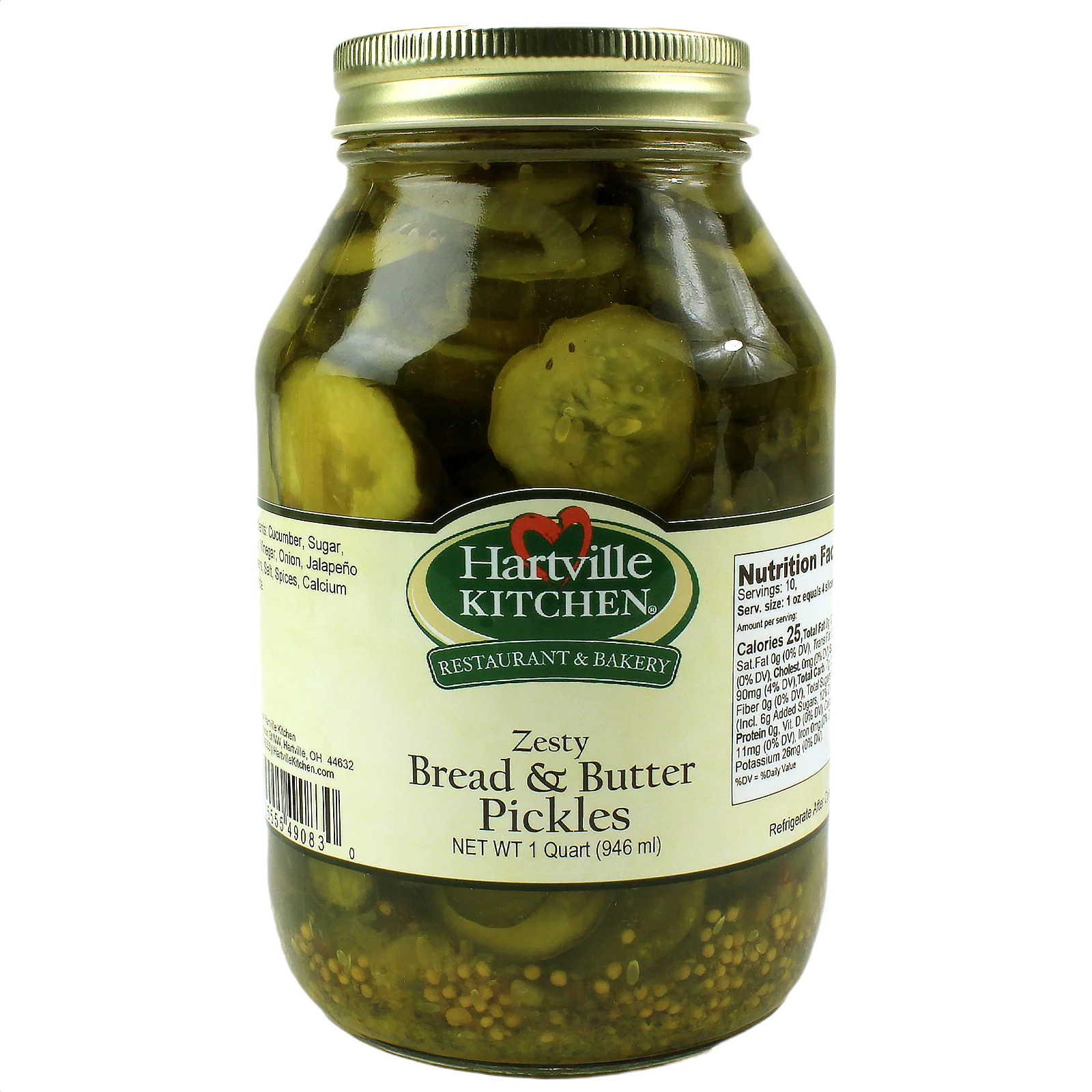Professional Hartville Kitchen Zesty Bread Butter Pickles 1 Quart Safe