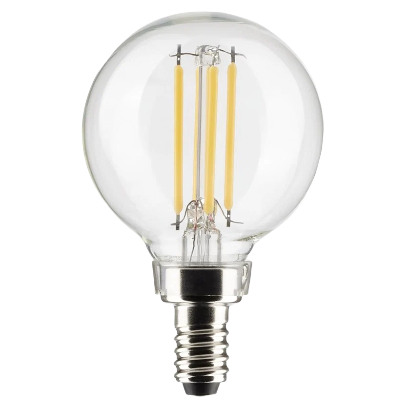 Authentic Satco 4 Watt G16.5 LED Clear Soft White Candelabra Base Light Bulb Consistent