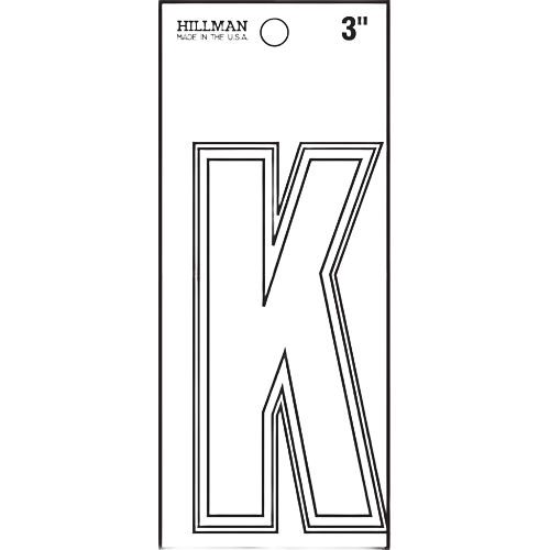 Consistent Hillman 3 in. White Matte Die Cut Vinyl Sticker Thin Letter K Quality