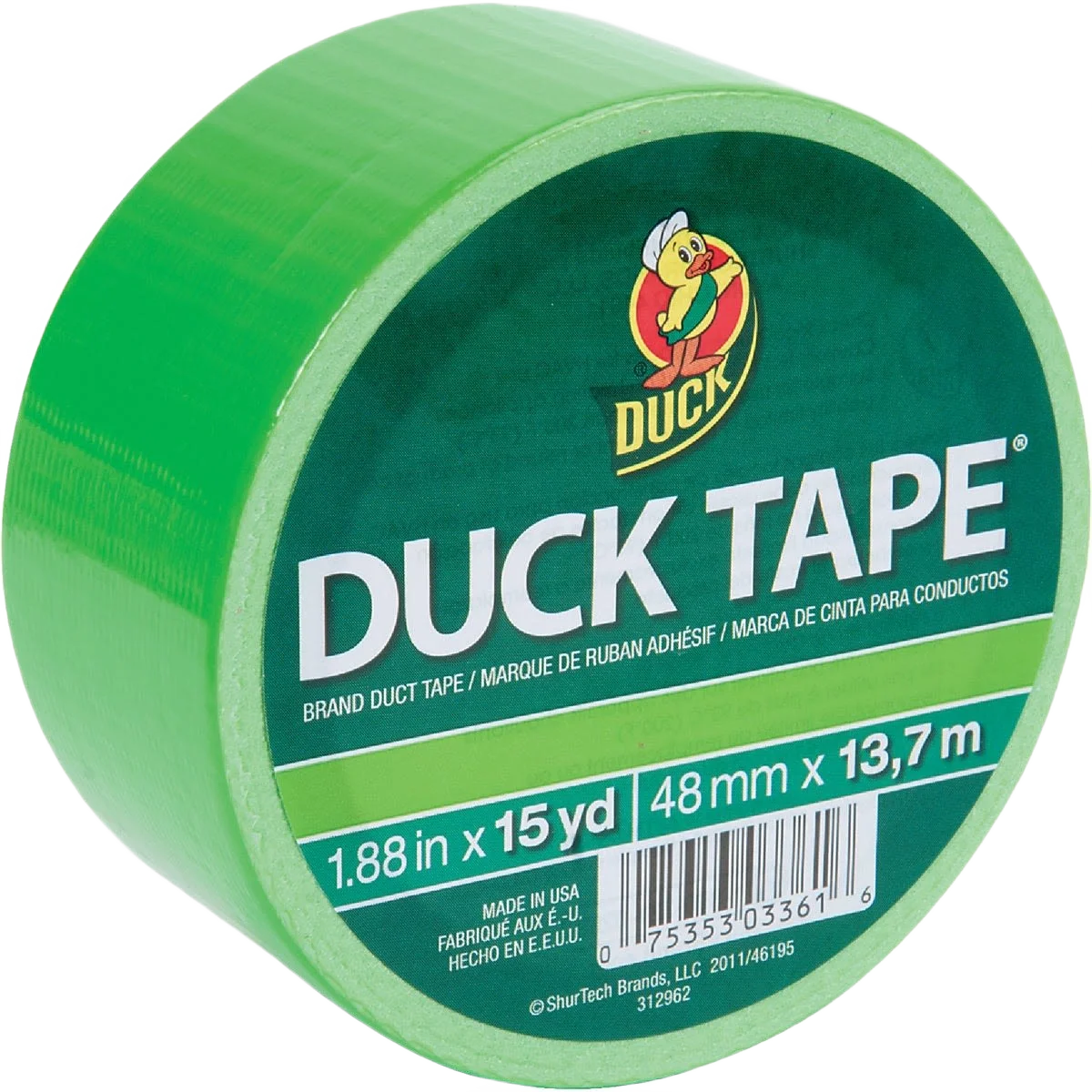 Environmentally Friendly Duck Brand Neon Lime Duct Tape 1.88 in. x 15 yd. Authentic