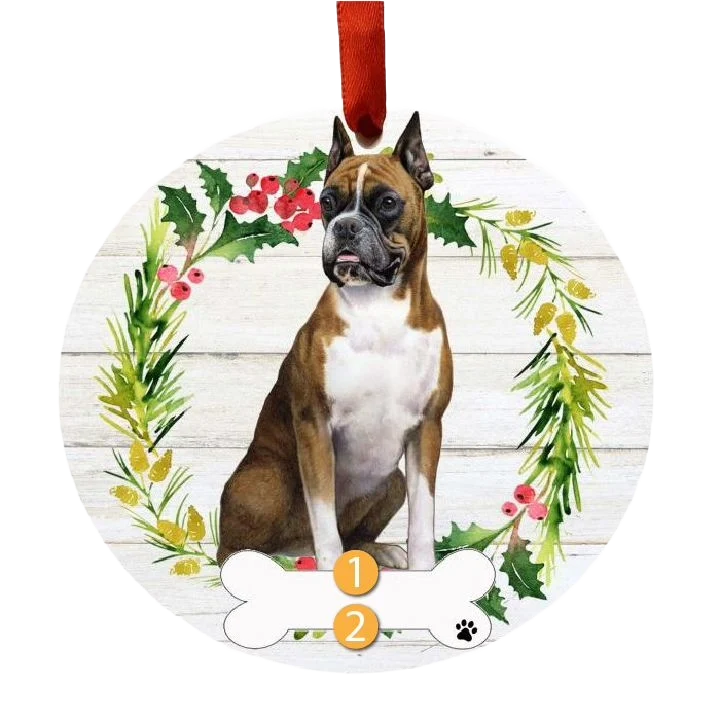 First-Class E S Pets Personalized Boxer Wreath Ornament Elegant