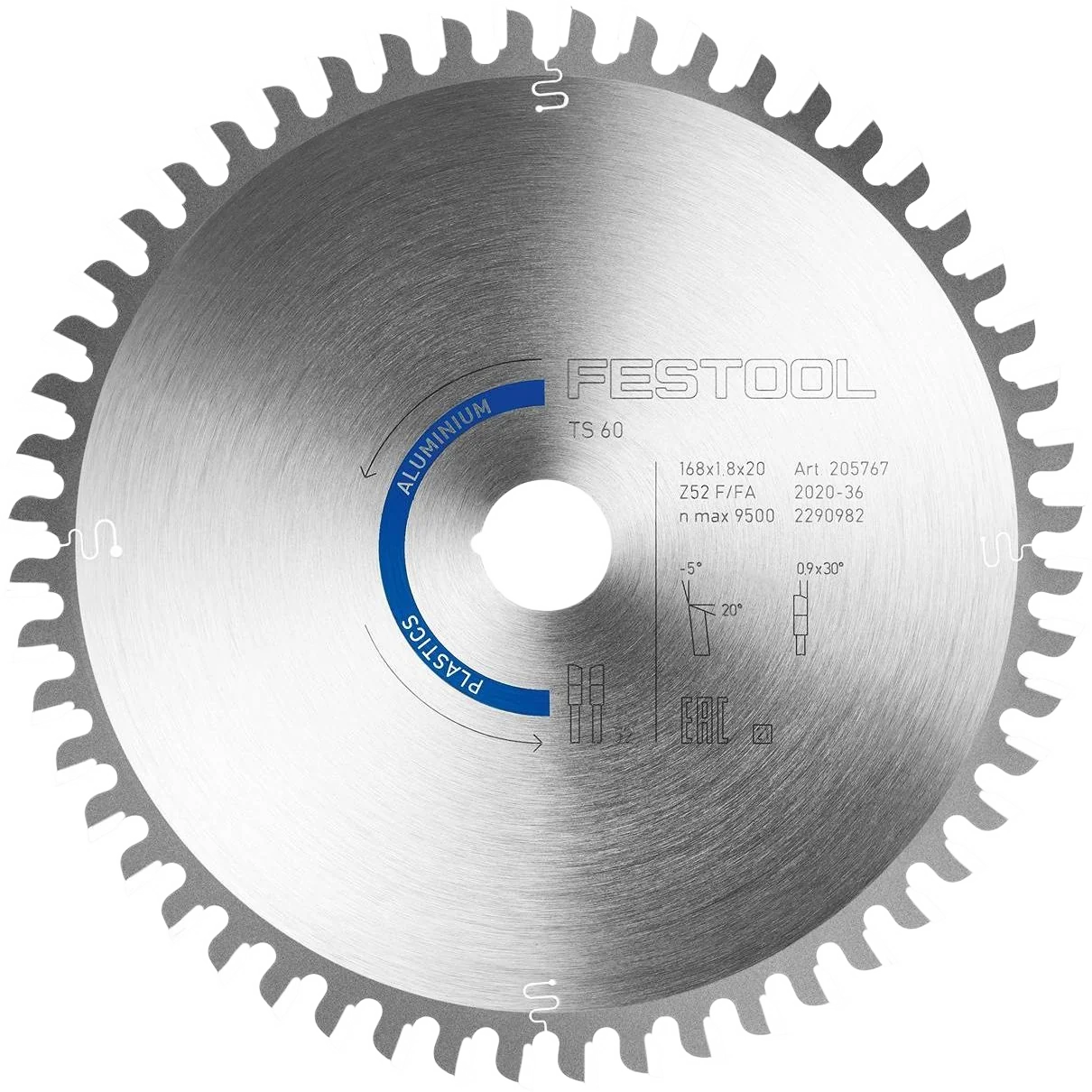 Detailed Festool 205774 Aluminum Plastics Saw Blade HW 168×1 8×20 TF52 A Green