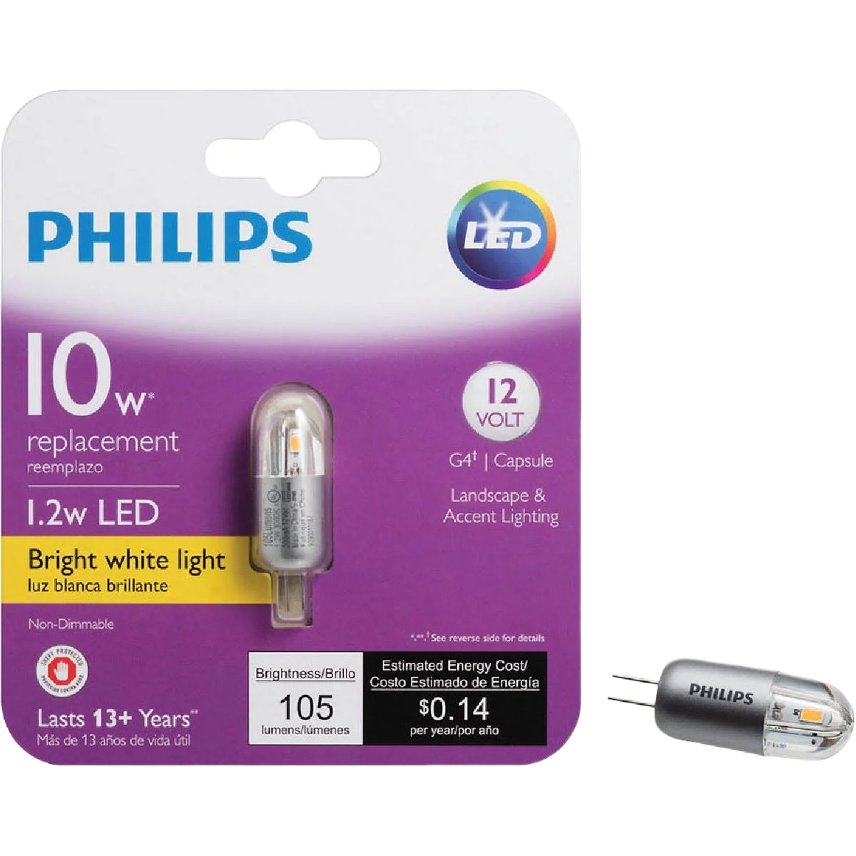 Innovative Philips T3 Bi-Pin LED Landscape Low Voltage Light Bulb Green