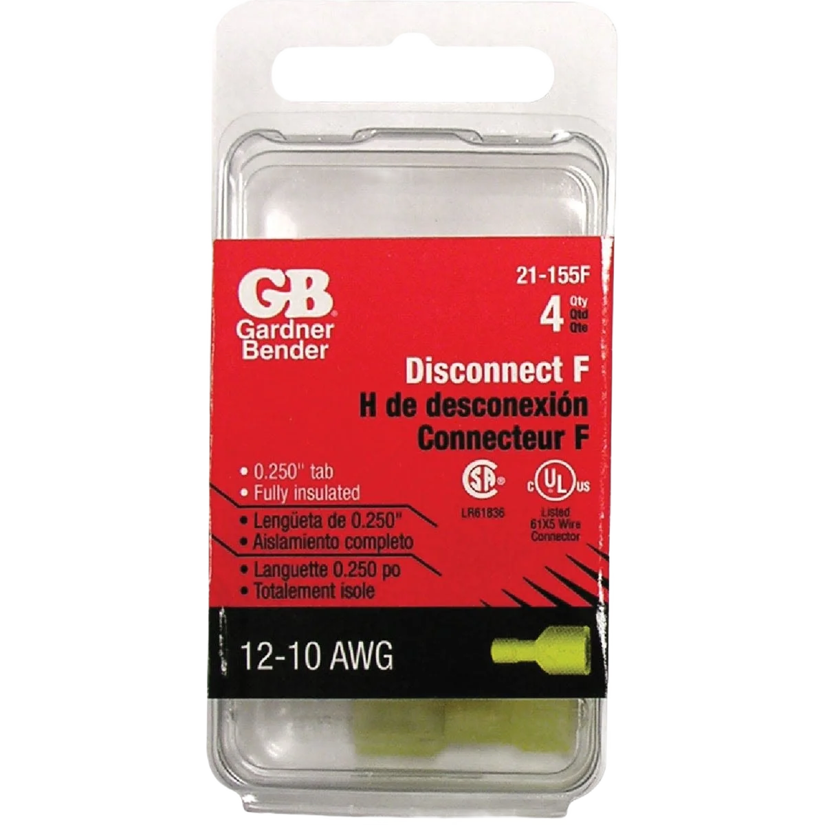 Carefully Designed Gardner Bender 12 to 10 AWG Yellow Fully-Insulated Female Disconnect 4-Pack Efficient