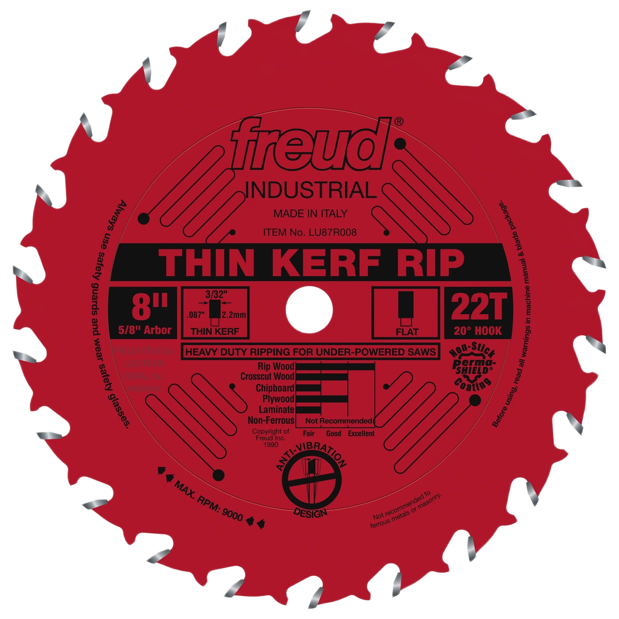 Powerful Freud 8 in. x 22 x 5 8 ATB Red Saw Blade High-End