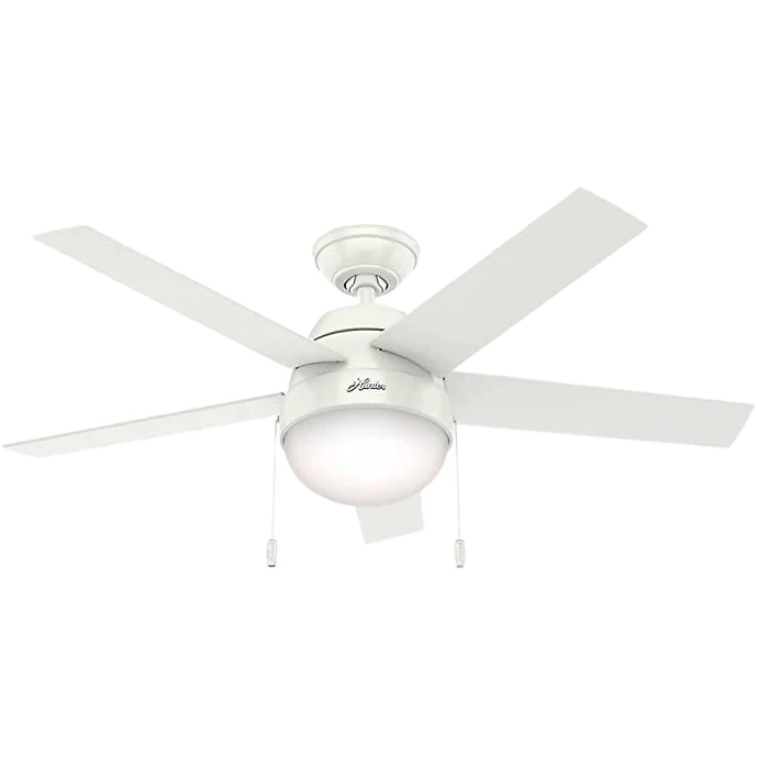 First-Class Hunter Anslee Fresh White Ceiling Fan with Light 46 in. Traditional