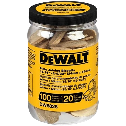 Solid DEWALT Size No. 20 Plate Joining Biscuits 100 Count Original