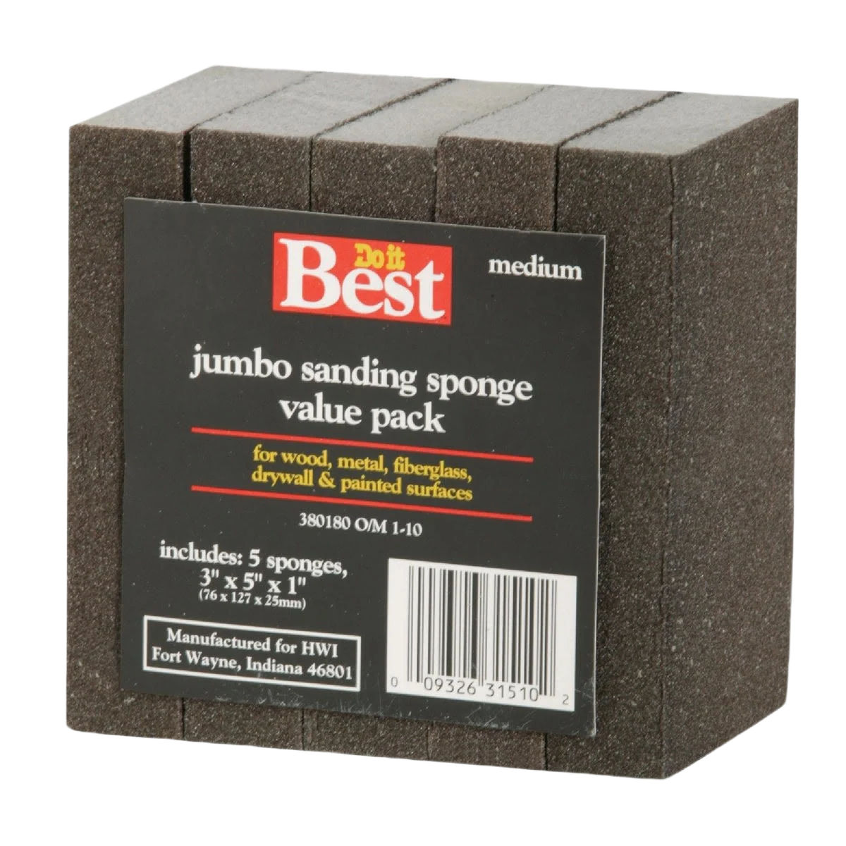 Smooth Do it Jumbo Fine 80-Grit All-Purpose Sanding Sponges 5-Pack Crafted