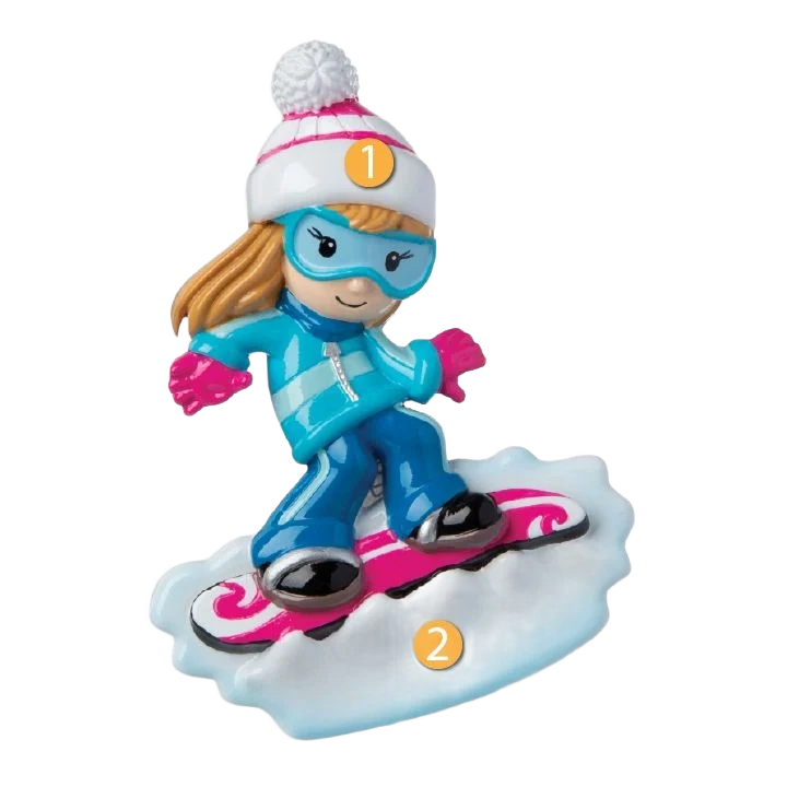 Enhanced PolarX Personalized Girl Snowboarder Ornament Solid