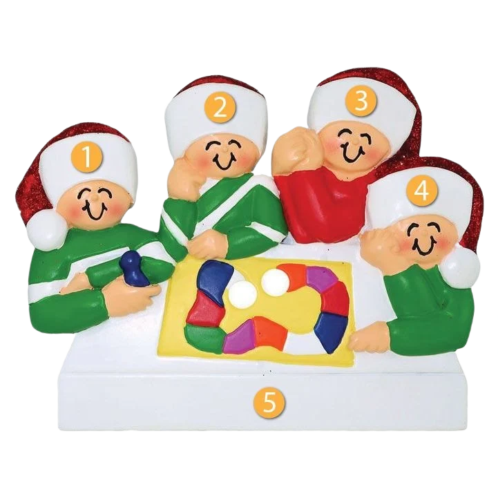 Green Ornament Central Personalized Family Game Night with 4 People Ornament Flexible