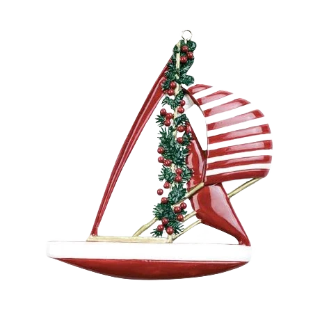 Functional Rudolph Me Personalized Red Festive Sailboat Ornament Detailed