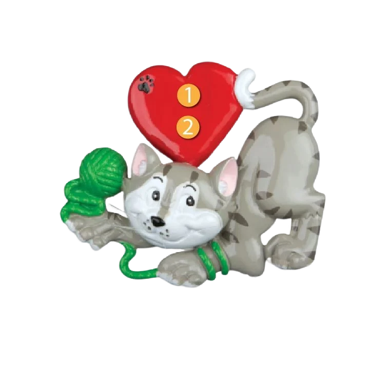 Fine PolarX Personalized Grey Cat Lover Ornament Casual