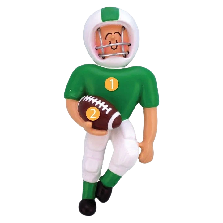 Ornament Central Personalized Male in Green Football Uniform Ornament Authentic