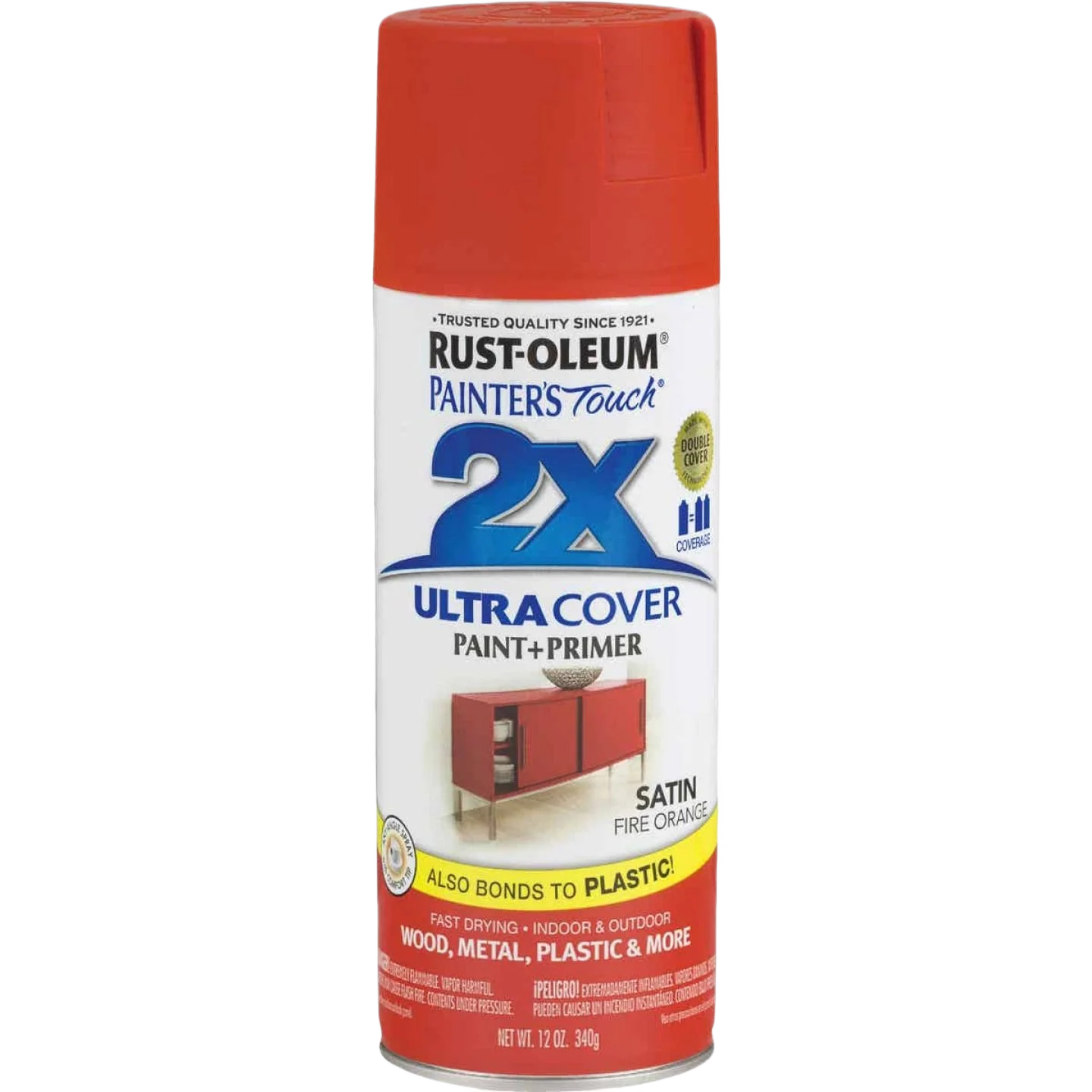 Premium Rust-Oleum Painters’ Touch 2X Fire Orange Satin Spray Paint Primer 12 oz. Innovative