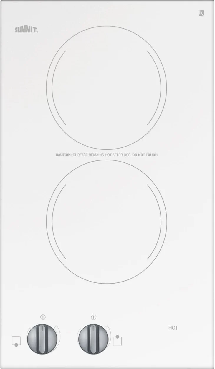 Contemporary 12 Wide 220-240V 2-Burner Radiant Cooktop Premium