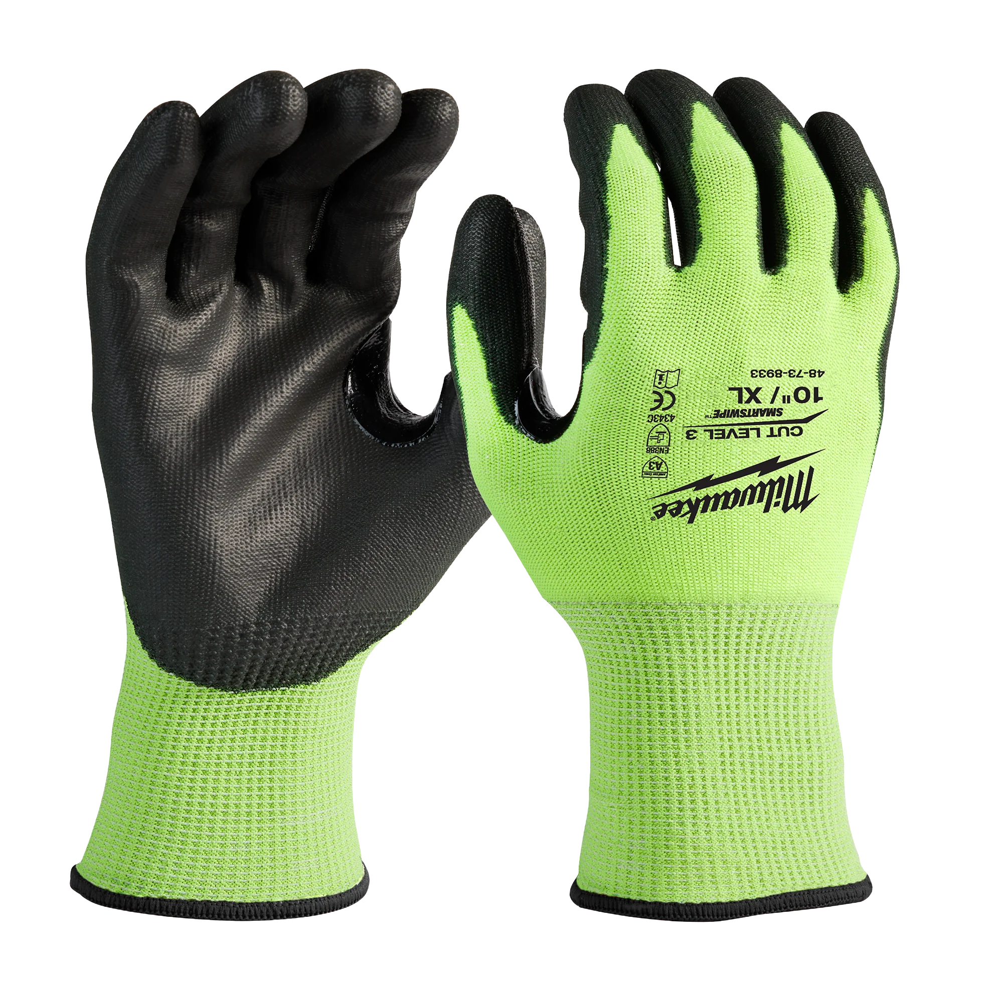 Official Milwaukee High Visibility Cut Level 3 Polyurethane Dipped – XL Next-Generation