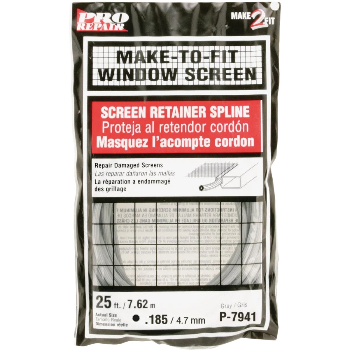 Exclusive Prime-Line 0.185 Dia. x 25′ L. Vinyl Screen Retainer Spline World-Class