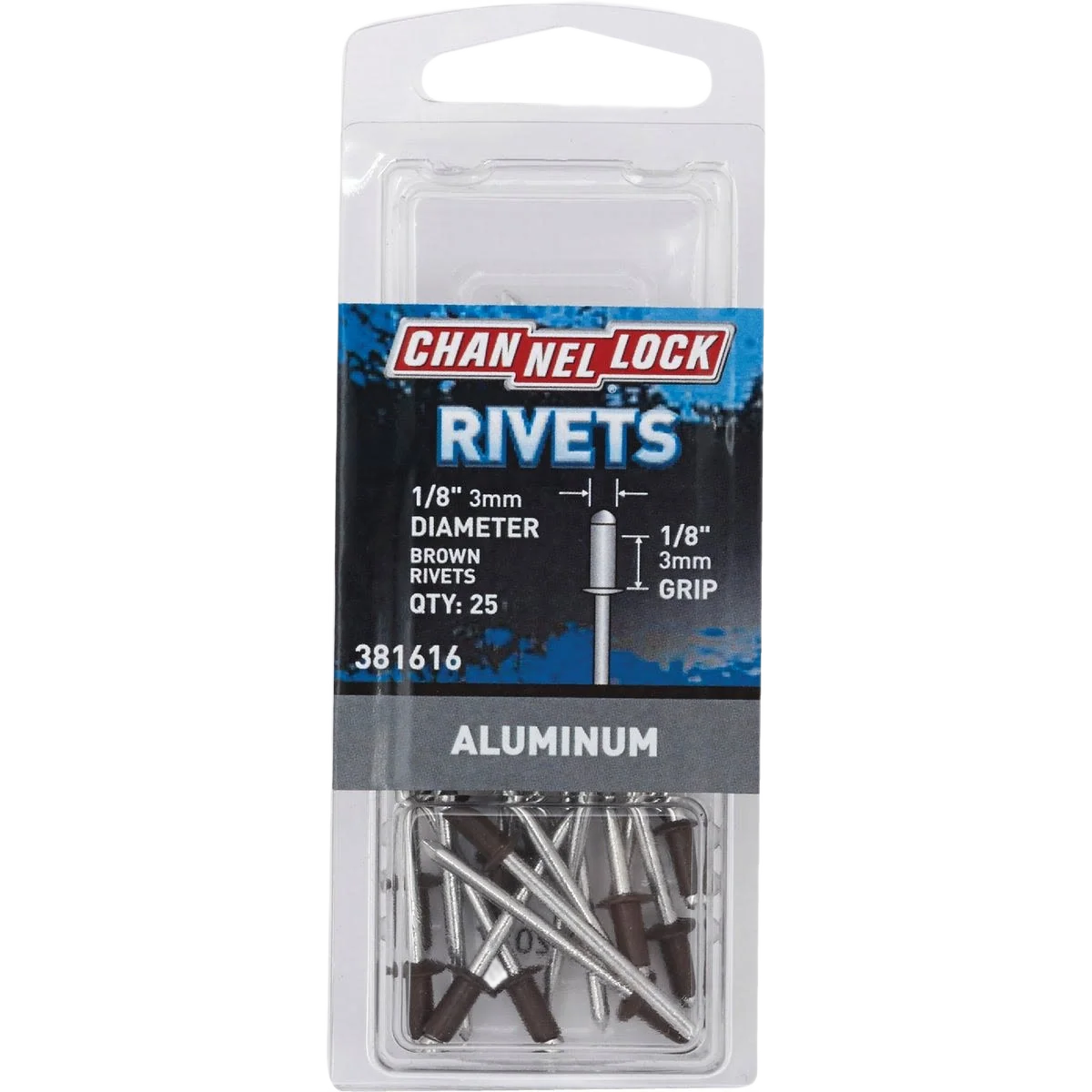 Crafted Channellock 1 8 In x 1 8 In Brown Aluminum Pop Rivets 25-Pack Healthy