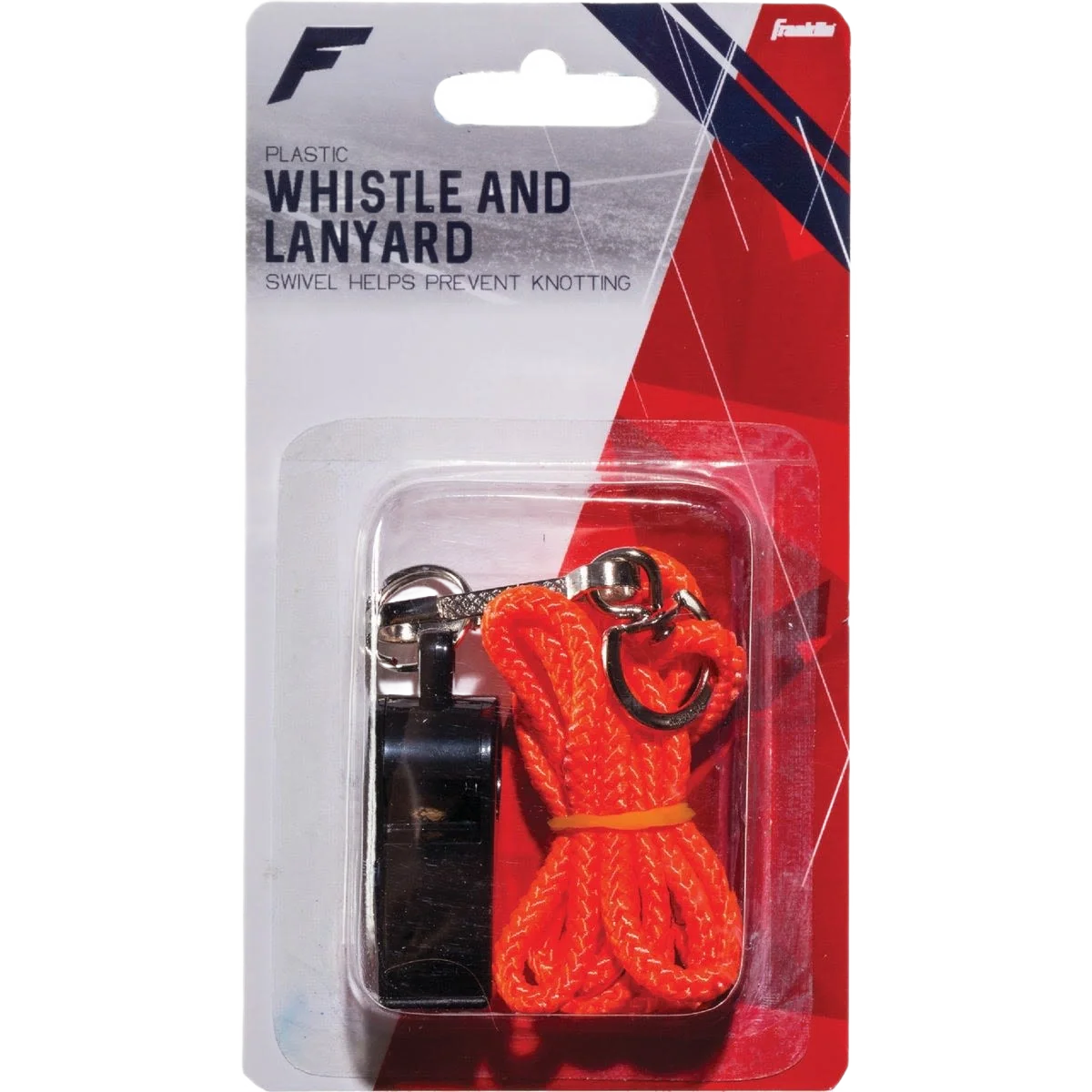 Organic Franklin Black Plastic Whistle with Lanyard Comfortable