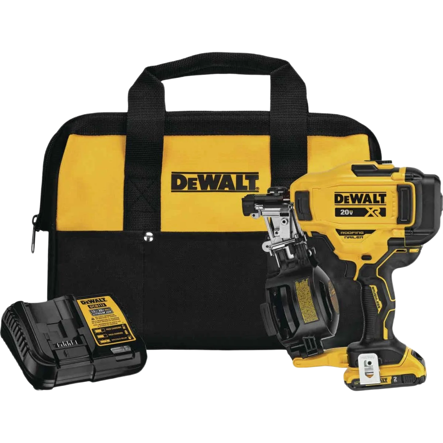 Premium DEWALT 20V MAX 15° Cordless Coil Roofing Nailer Kit Classic
