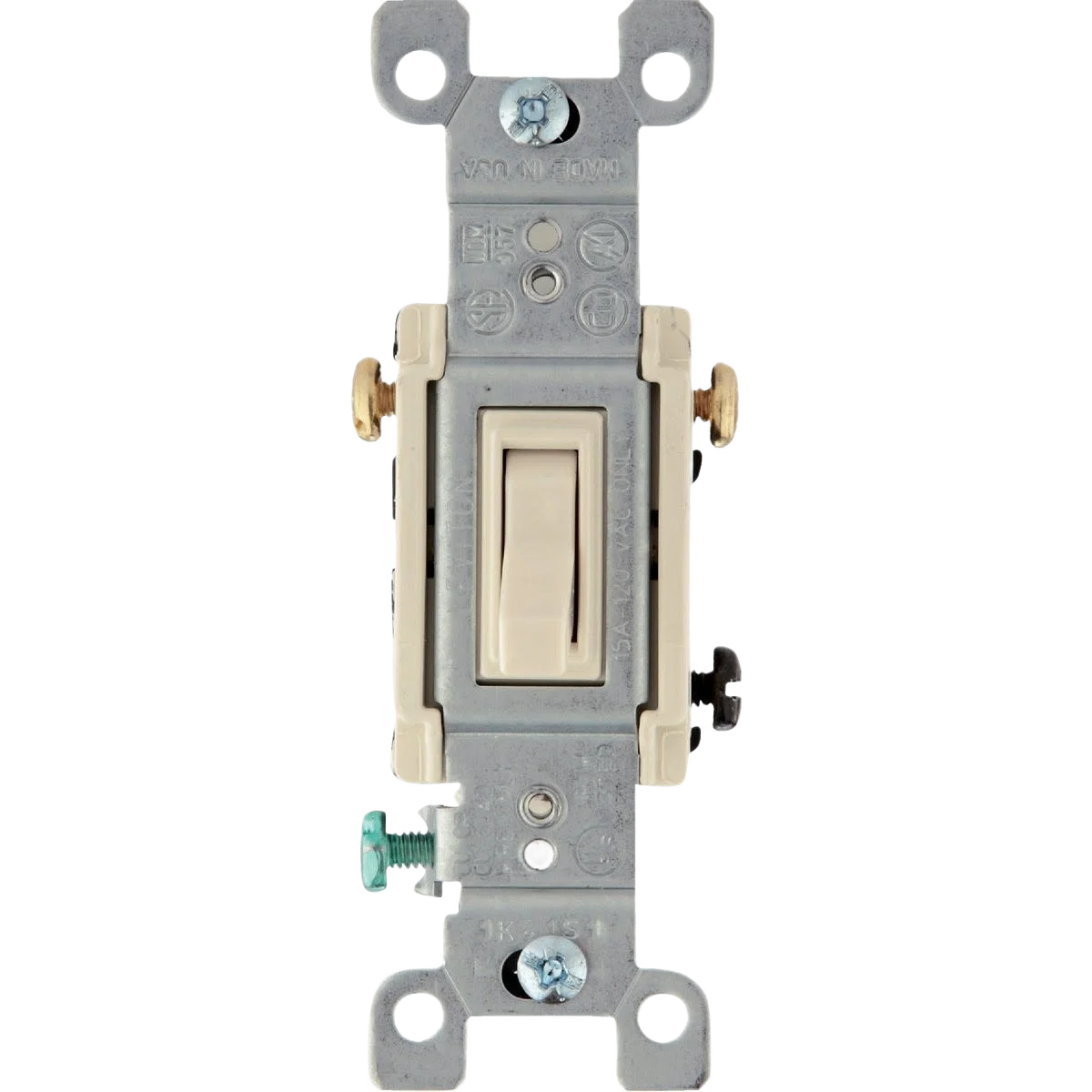 Organic Leviton Quiet Grounded Toggle Almond 15A 3-Way Switch Modern